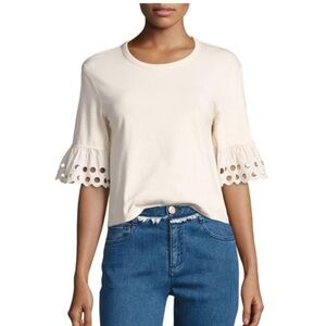See By Chloe Eyelet Crop Top Pink Size M
